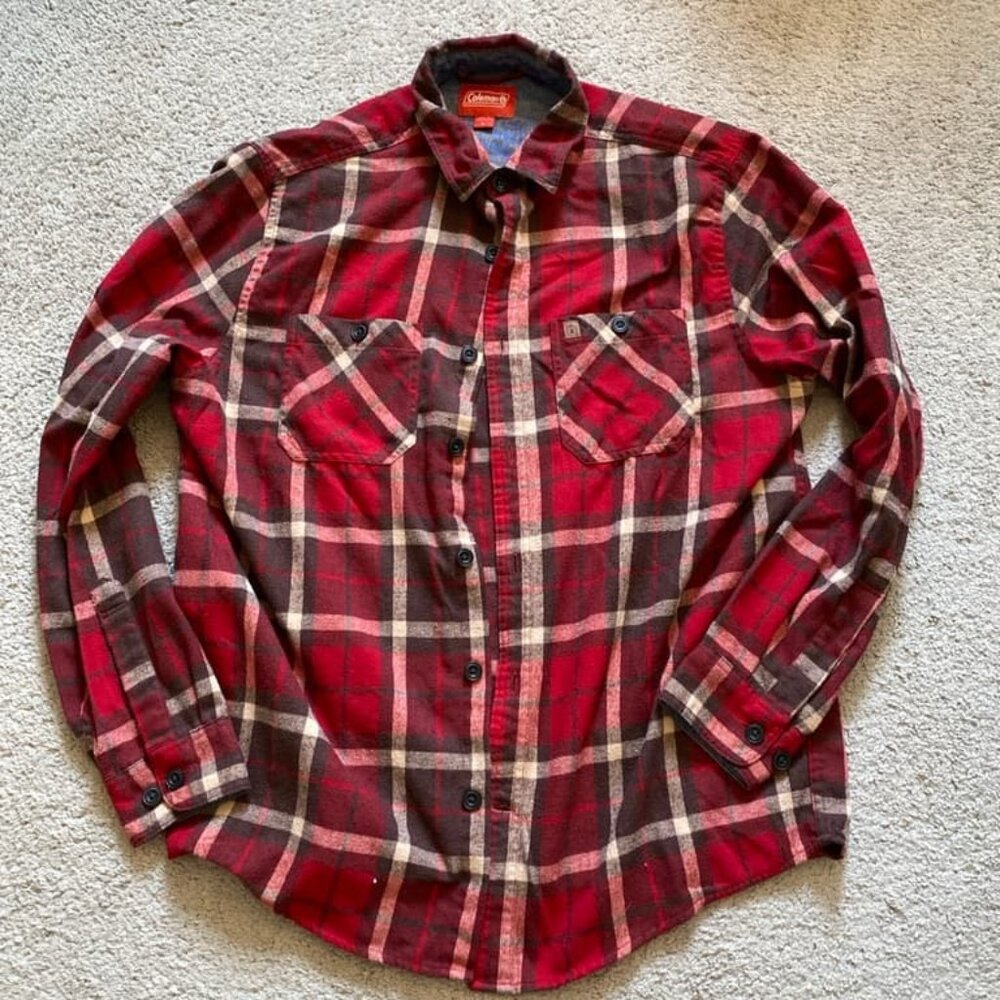 Coleman plaid flannel red shirt large